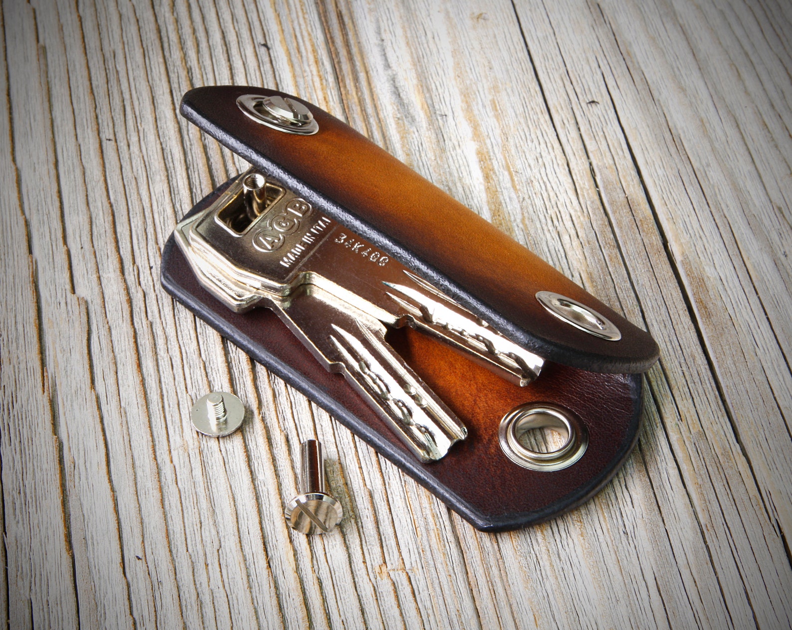Functional Small Leather Key Holder With Snap Closure: Handcrafted in ...