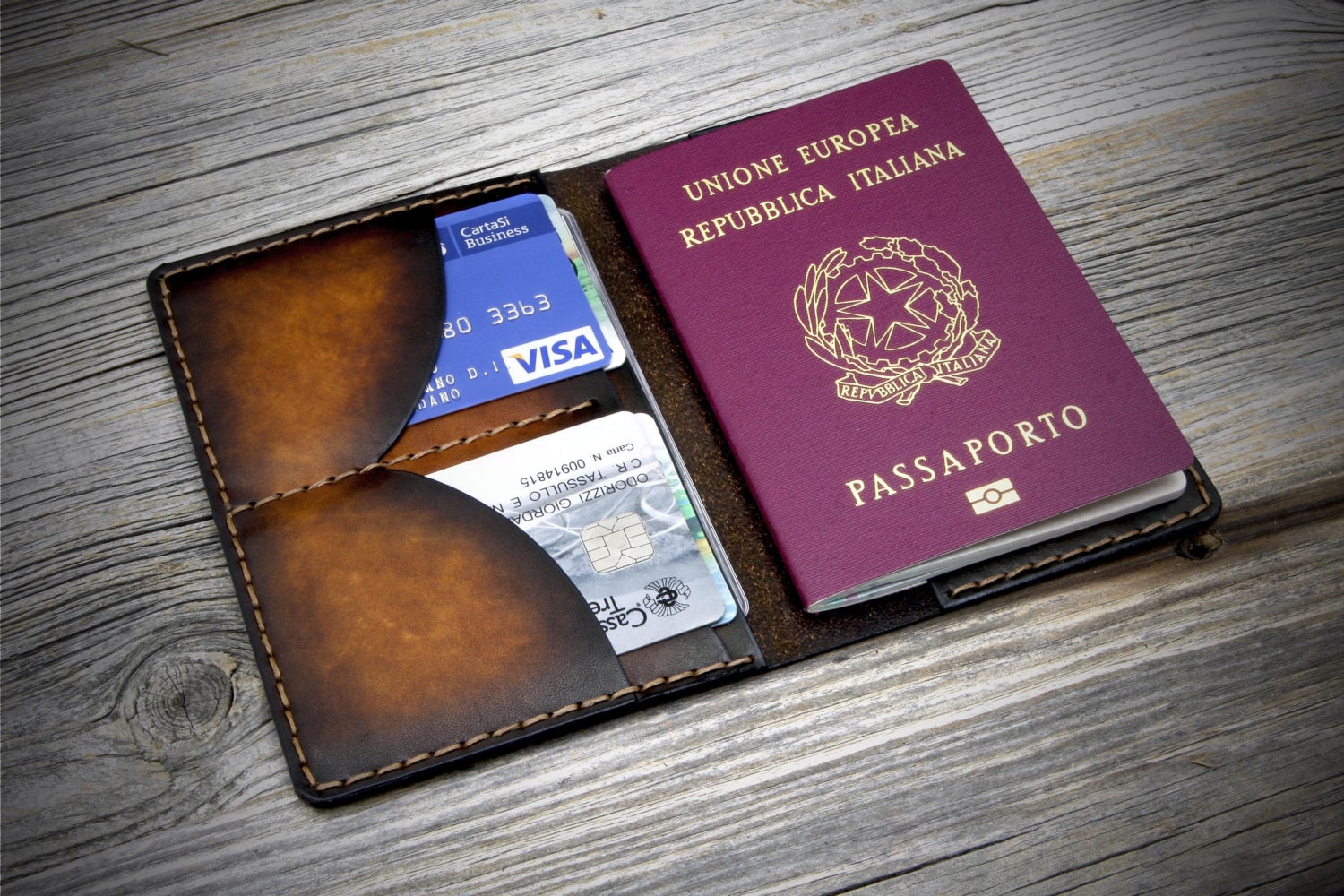 Leather Passport Holder. Italian Leather Passport Wallet. Real 