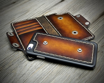Detachable iPhone 15 Pro Max Leather Case, Buttons Detachable Folio Case custom made for each iPhone 14 Pro, 13, 12, Pro, Plus, Pro Max, SE