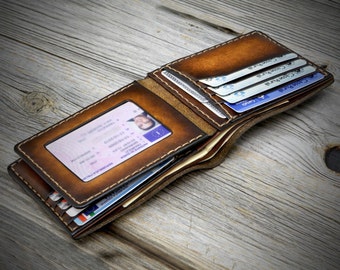 Herren Leder ID Brieftasche, RFID Brieftasche für Männer, Herren Brieftasche Leder, Leder Bifold Brieftasche Mann, ID Taschen Karte Brieftasche, individuelles Geschenk für Ihn