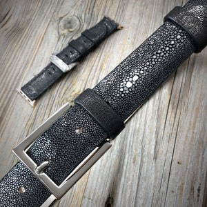 Stingray Belt, Stingray Skin Belt, Luxury Stingray Belt, Luxury Belt, Exotic Belt, Exotic Skin Belt, Black Stingray Belt, Made in Italy