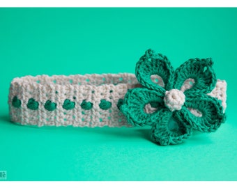 CROCHET PATTERN  'Periwinkle' flower headband - by GloriousUnique, Flower crochet headband pattern