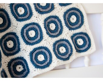 Crochet Pattern, Baby boy blanket, Circles Blanket, Glorious Unique crochet pattern by Andreea Necula