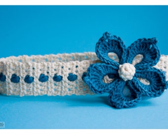 CROCHET PATTERN  'Periwinkle' flower headband, Baby crochet pattern, child crochet headband, adult crochet headband, by GloriousUnique