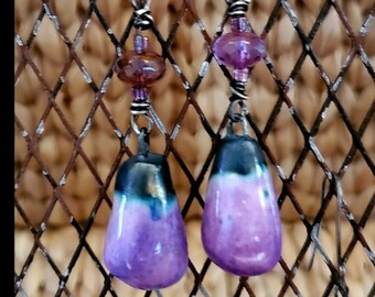 Earrings Ceramic Earrings Boho Jewelry Dangle Earrings Drop Earrings sterling Earrings Boho chic Birthday gift or Her Gift for women