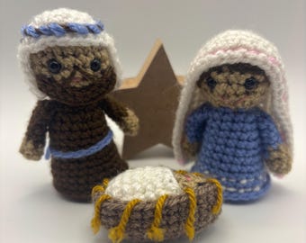 Handmade Crochet Nativity Set | Crochet Holy Family Decor | Religious Holiday Display