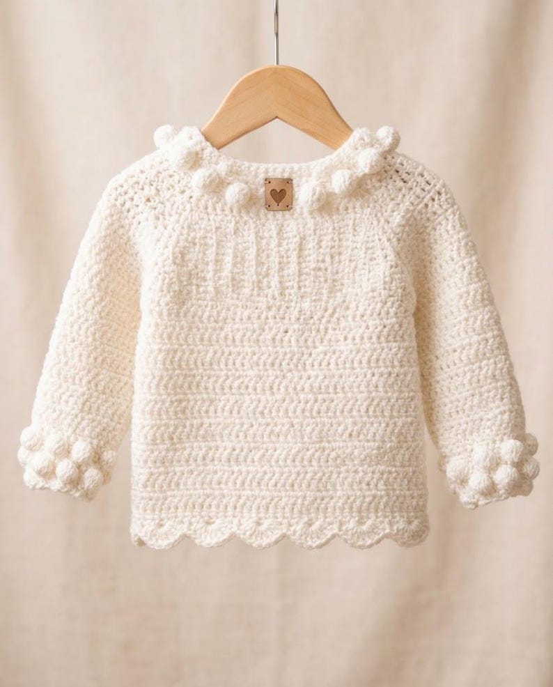 Ruffles Design Tutorial Crochet Baby Sweater Pattern PDF, Baby Girl Ruffle Pullover, Easy ...