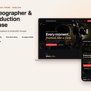 Videographer & Production House WordPress Theme, Creative and Portfolio Website, Responsive, Easy Setup, Instant Download
