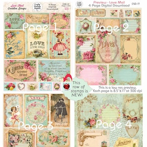 Love Mail Creative Scraps Vintage Shabby Heartwarming Images for Cards & Crafting