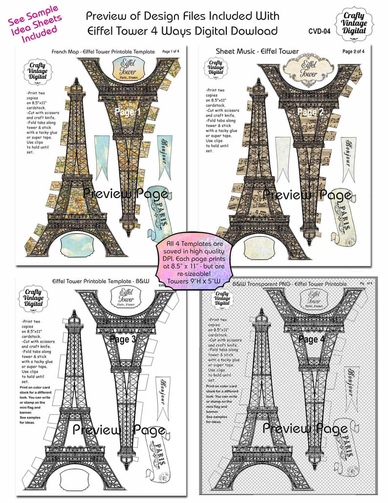 eiffel-tower-4-ways-digital-instant-download-4-pattern-3d-etsy