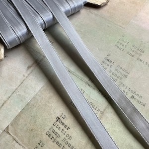 Vintage Graues Nylon Satinband Zierband - 2m Breite