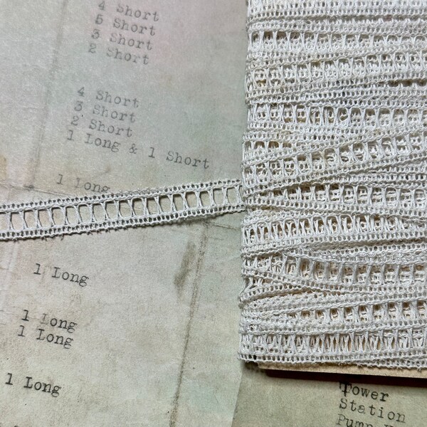 Antique German Off White Woven Lace Vintage 3/8” Lace Trim - 1 Yard