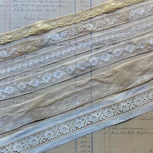 Kit de encaje antiguo vintage: 6 yardas de borde de encaje antiguo y vintage: blanco roto, neutros y beige