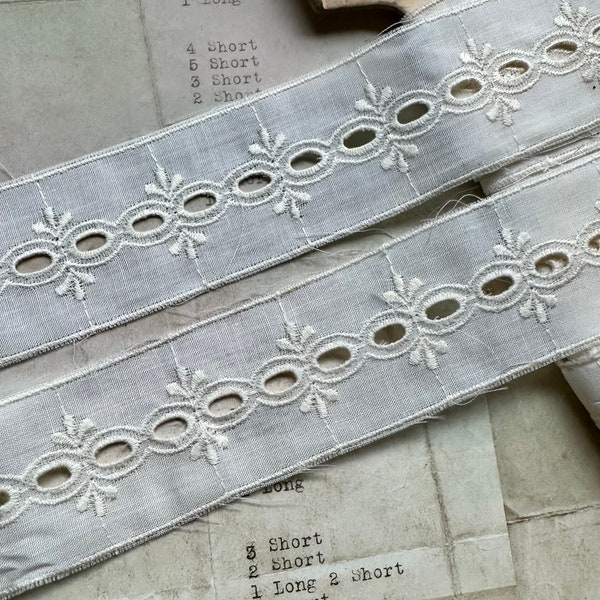 1 3/4” Vintage Off White Cotton Swiss Trim - 1 Yard