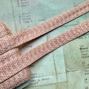 Garniture tissée rose pêche douce vintage Français de 1 yard - Fabriquée en France - 5/8" de largeur - Coton Viscose/Rayonne