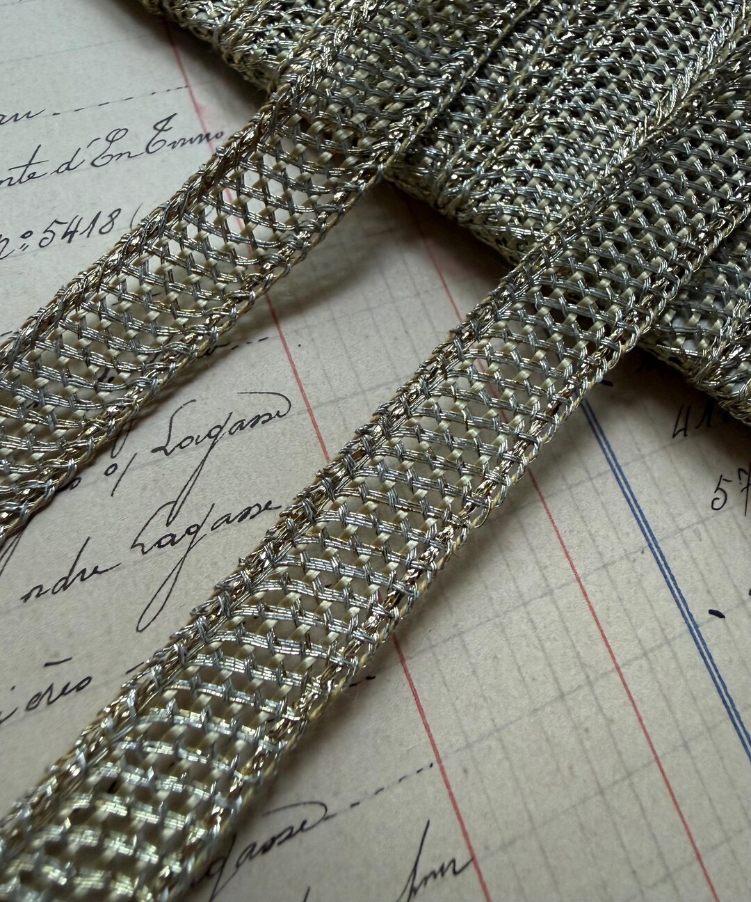 1 Yard Old Stock Gold Metallic Net Weave Decorative Trim - 1/2” Width ...