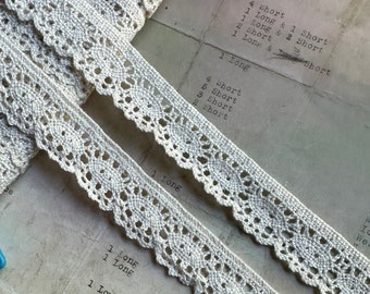 1 Yard 1” Vintage Light Beige Crochet Cotton Lace Trim