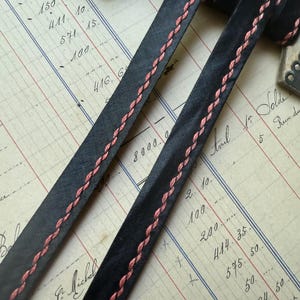 vintage noir français avec surpiqûres roses - 1 mètre - 1/2" de largeur - mercerie