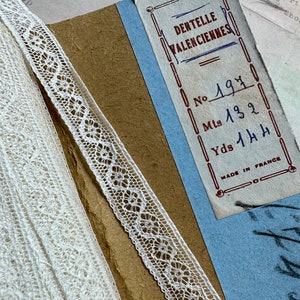 Delicado borde de encaje francés blanco tejido vintage de 1/2 pulgada - Fabricado en Francia