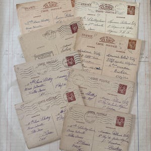 Conjunto de cartões postais franceses vintage - originais, autênticos e vintage para diários de sucata