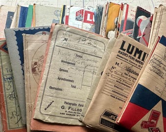 One Authentic Vintage French Photo & Negatives Pouch  - Original Vintage Antique for Junk Journals or Collectors- Pochette Fotos Negatifs