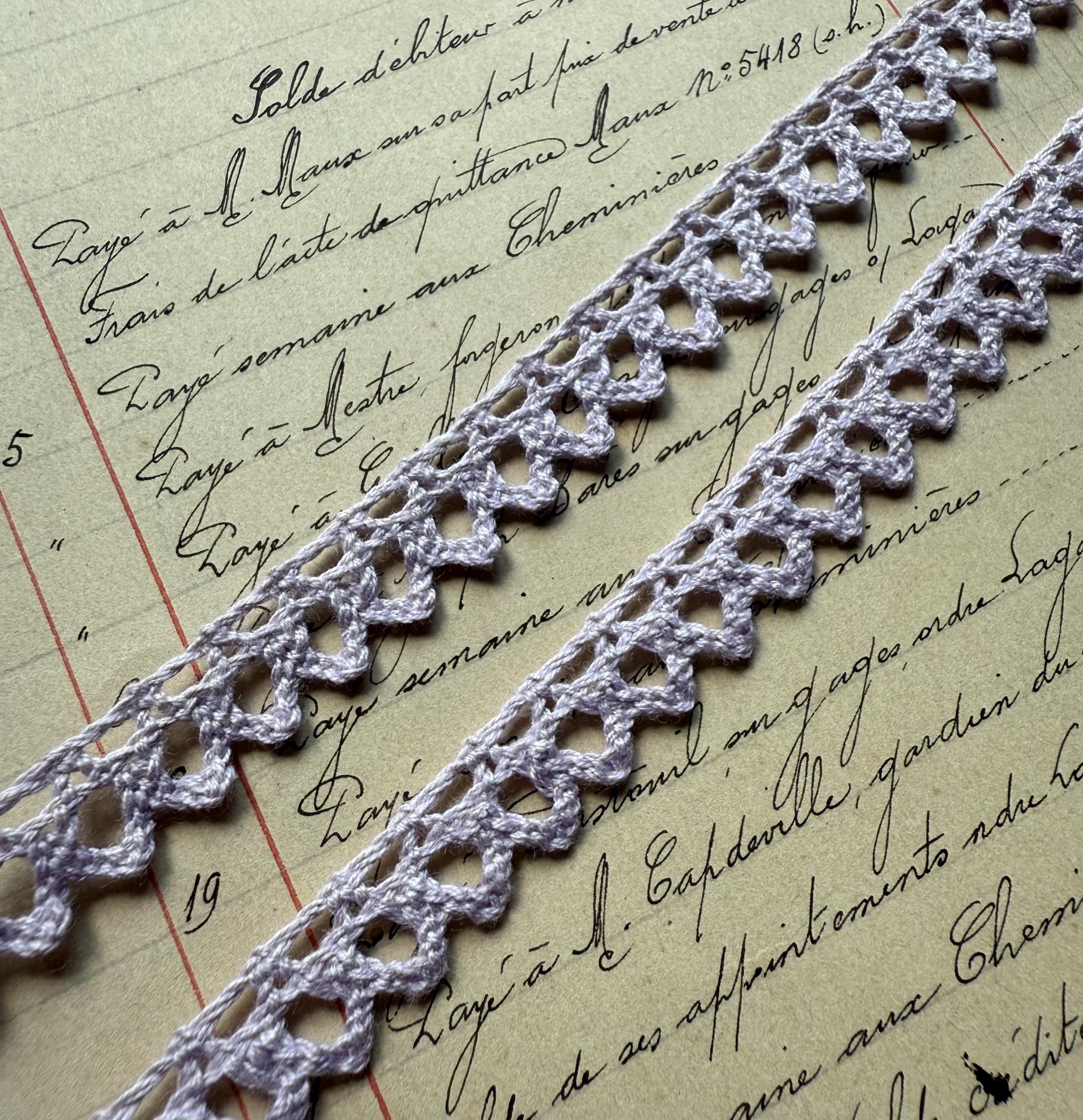 1 Yard Lavender Dainty Crochet Cotton Lace Trim - 3/8” Width - New