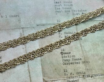 3/8” Vintage Delicate Gold Metallic Trim - 1 Yard - Imported from France