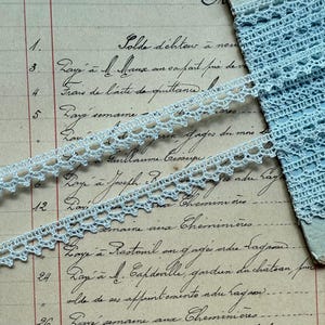 Bordure vintage en dentelle de coton bleu français délicat - 1 yard - 5/8" de largeur - Fabriqué en France