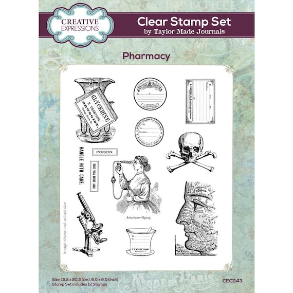 Pharmacy Creative Expressions Taylor Made Journals Clear Stamp 6"X8"
