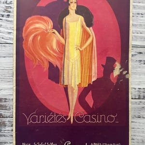 Livret de programmes de théâtre français vintage unique, authentique - Programme de théâtre de casino et publicités - Art nouveau