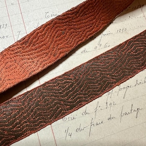 Garniture de galon français or métallique antique de 1 yard et orange brûlé - 7/8" de largeur - galon vintage pour des costumes de capitonnage de vêtement etc.
