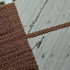 Vintage 3/8” Pink & Gold Corded Trim - 1 Yard - German Lace