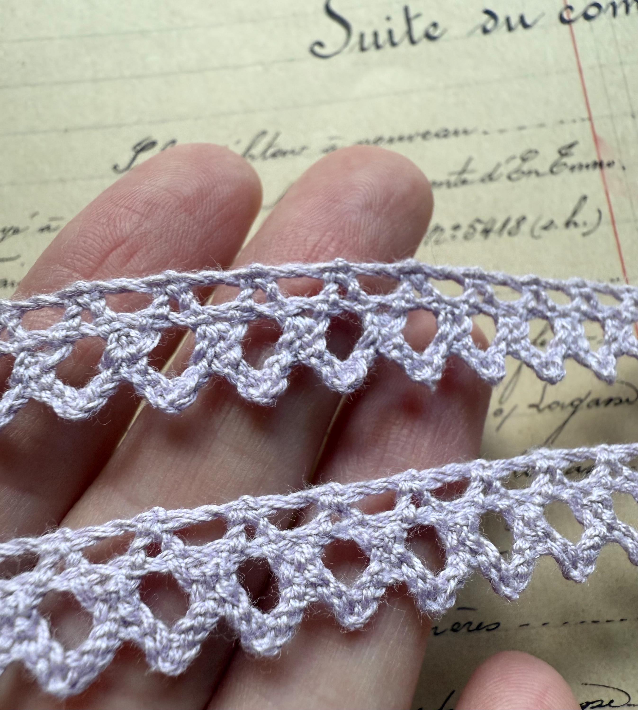 1 Yard Lavender Dainty Crochet Cotton Lace Trim - 3/8” Width - New