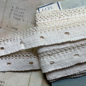bordure en dentelle blanc cassé vintage Français - 1 mètre - Fabriqué en France - 7/8" de largeur