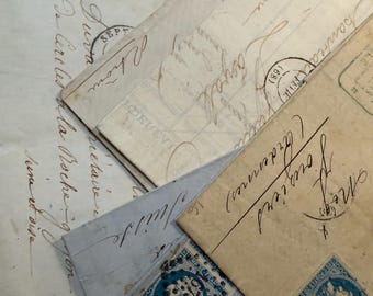本物のアンティーク フランス製手書き折り畳み式帳簿/手紙 2冊セット
