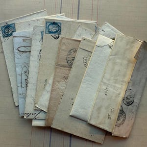 DOIS Livros-razão/cartas francesas antigas e autênticas, escritas à mão, dobradas - Papel delicado francês - Antigo vintage original para diários de lixo