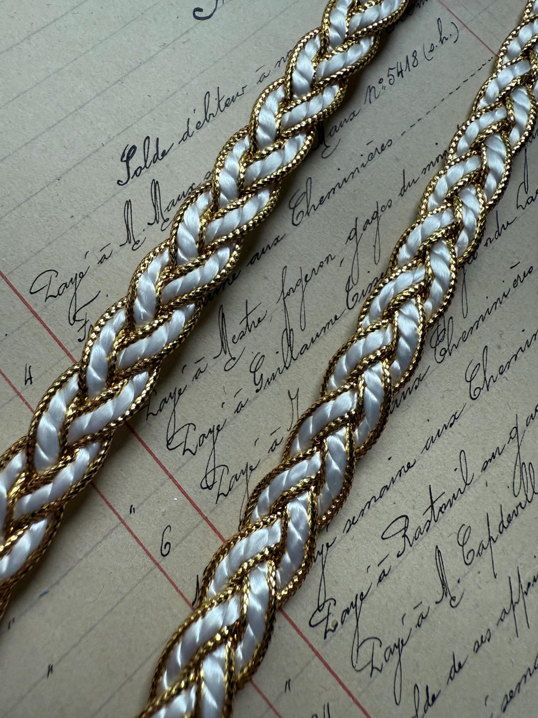 Wright Ribbon 1 Yard Wrights Metallic Gold & White Decorative Gimp Ribbon Trim - 7/16 ...