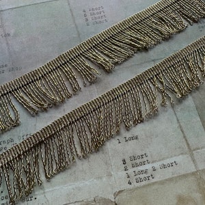 1 1/4" Vintage Metallic Gold Drop Fringe Trim - 1 Yard - Geïmporteerd uit Frankrijk