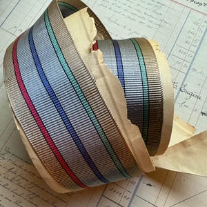 Cinta de rayón suave a rayas vintage - 6,35 cm de ancho - 1 yarda completa - Fabricada en Suiza