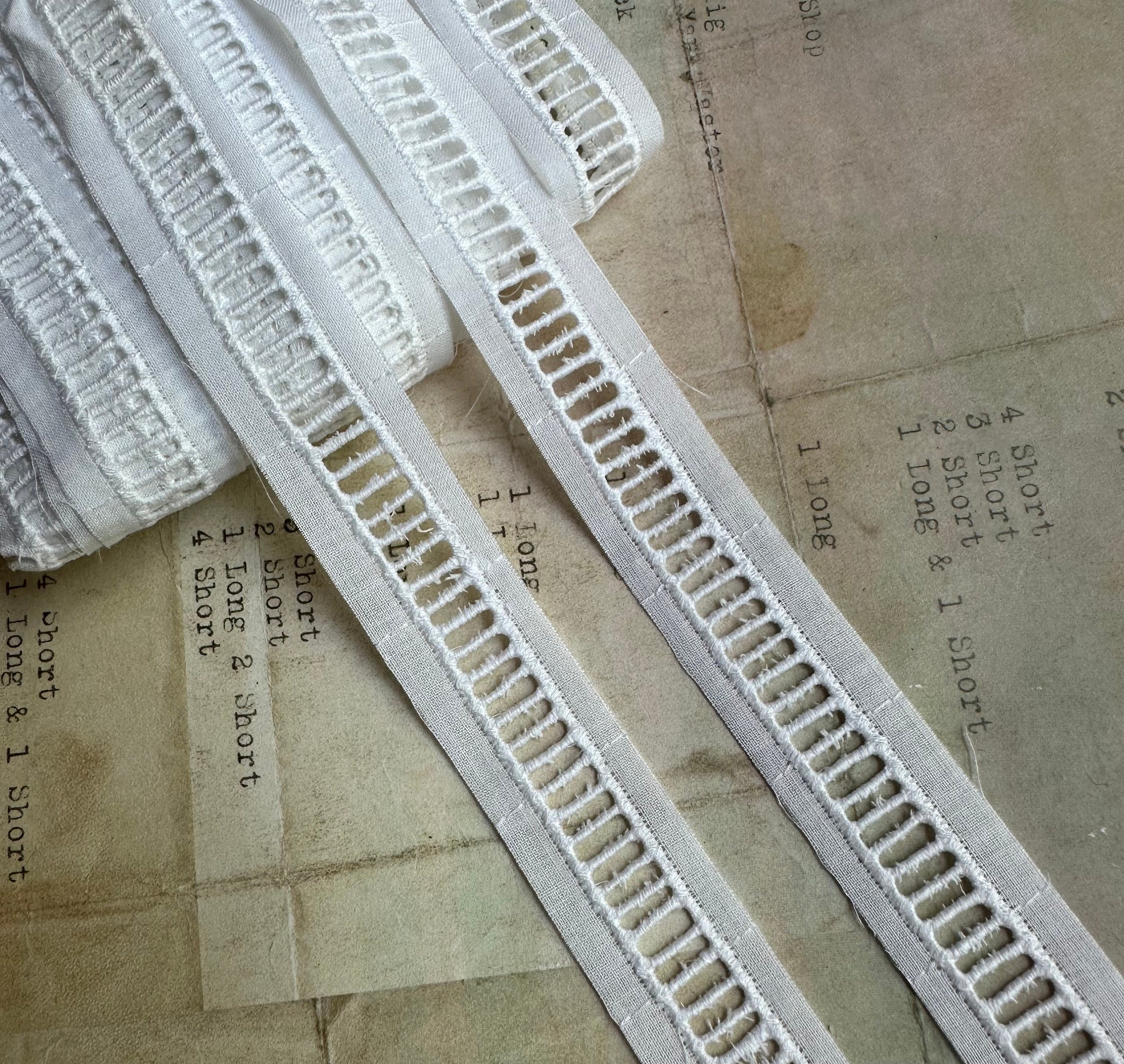 Vintage White French Ladder Lace Trim - Entredeux Swiss Trim