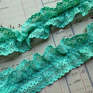 1 Yard Vintage Seafoam Green Soft Insertion Ribbonlace Trim - 1 1