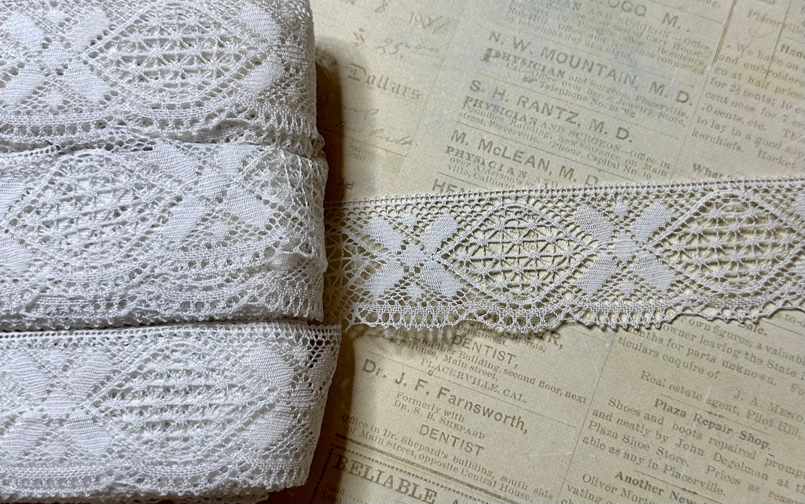 1 Yard Vintage Weiße Weiche Klöppelspitze Made in Italy - 3,5 cm