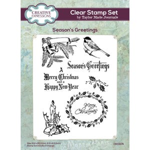 Sello transparente de Creative Expressions Taylor Made Journals Season's Greetings de 6" x 8"