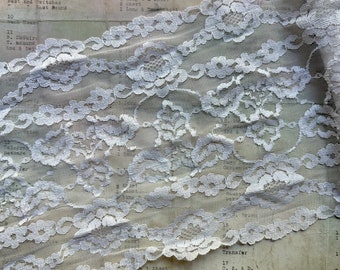 1 Yard 8” Wide Off White Soft Floral Delicate Lace Trim