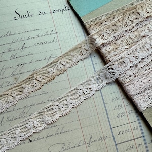 1 werf GESTOFFEERDE vintage Franse blush roze katoenen kanten rand - 9/16" breed - gemaakt in Frankrijk