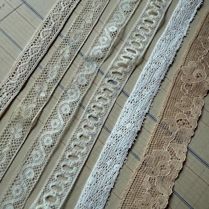 Vintage Lace Kit - 6 Meter Vintage & Antique Lace Trim - Off White Cream Beige Neutrals