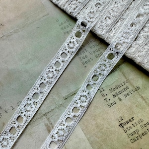 dentelle aux fuseaux blanche délicate française vintage - 1 mètre - fabriqué en France - 1/2" de largeur