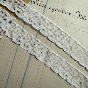 1 jarda de renda de algodão francês branco vintage - 1 1/8” de largura