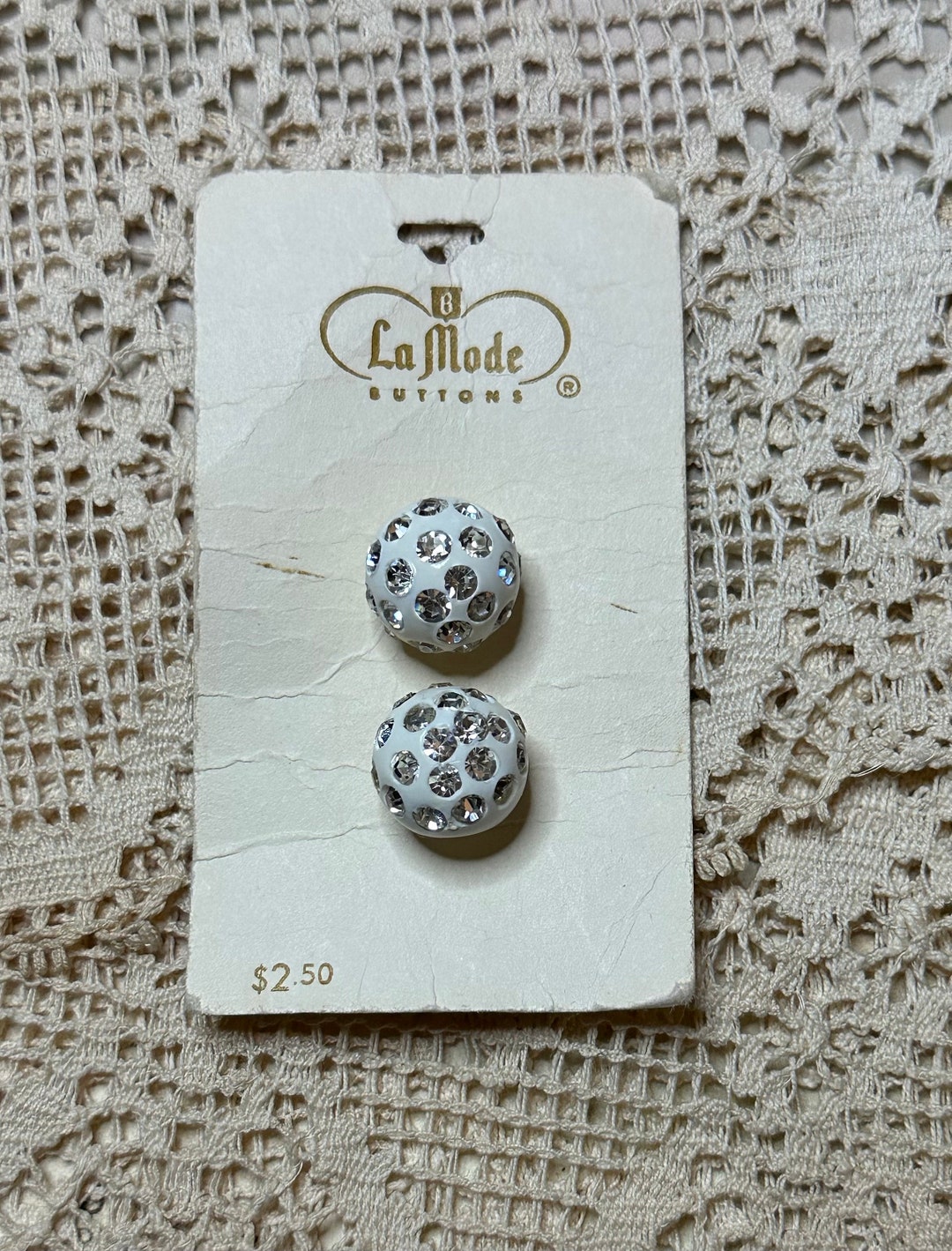 Vintage Rhinestone Cluster White La Mode Buttons 5/8” - on Card - Set ...