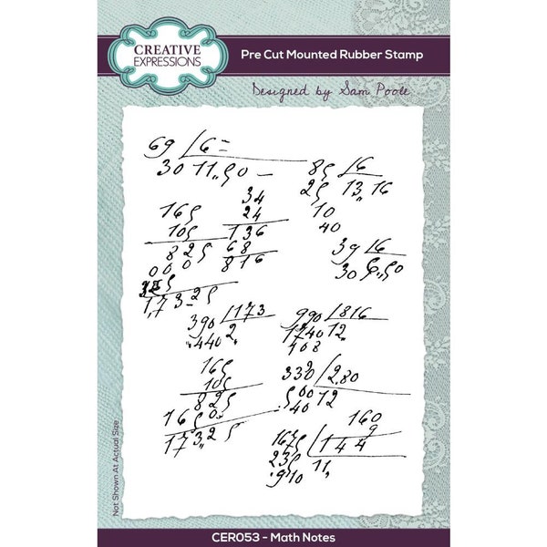 Math Notes Creative Expressions 4 x 6 Pre Cut Rubber Stamp By Sam Poole